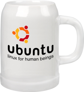 Porcelán söröskorsó Ubuntu Linux logóval