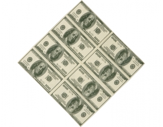 100 dolláros papírzsebkendő széthajtva